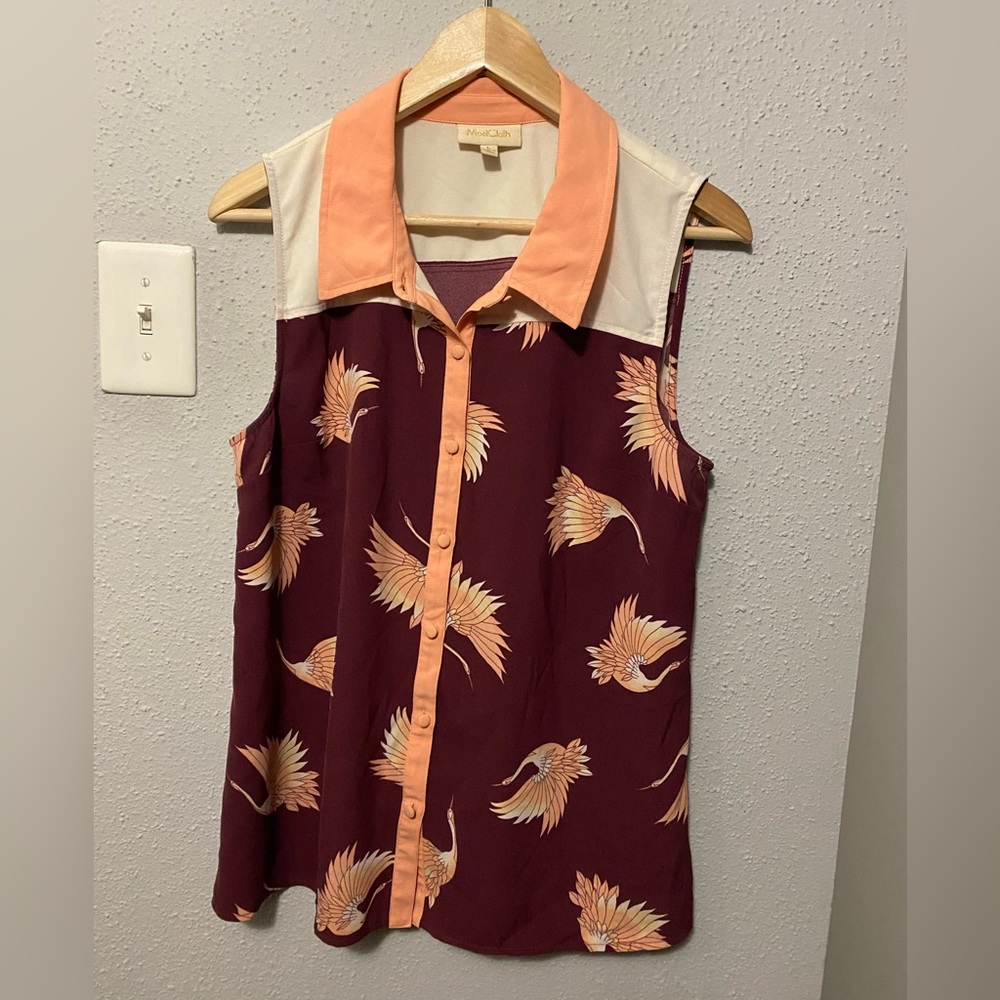 Sleeveless gently worn too by ModCloth. Super cute crane pattern.